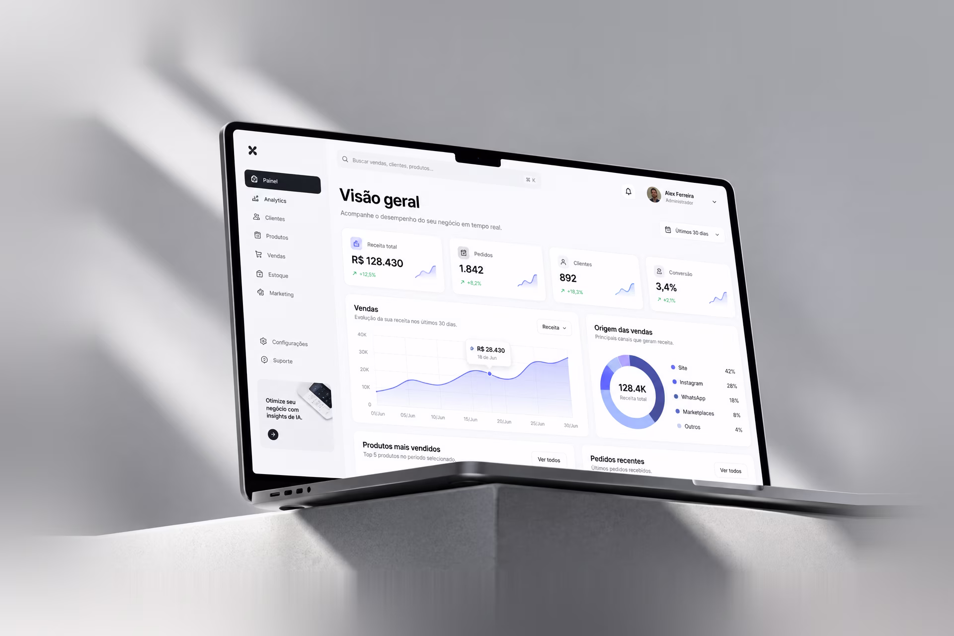 Painel de Gestão de Leads com IA mockup do site