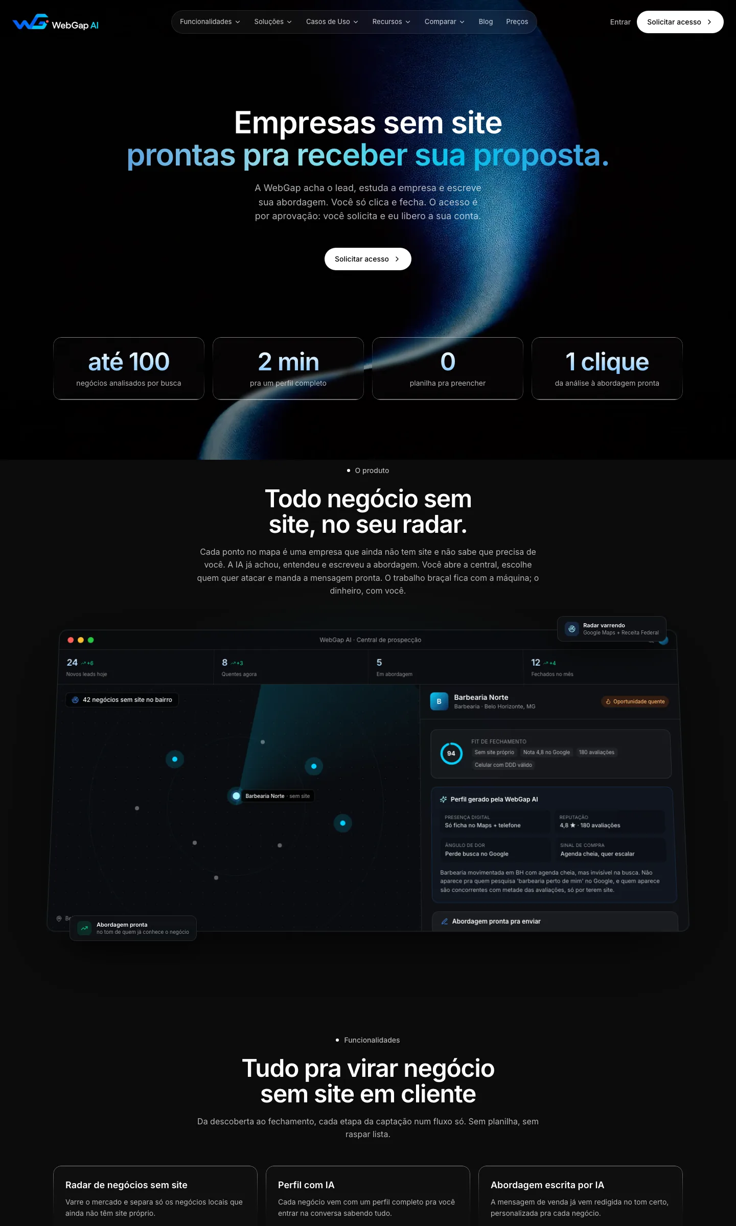 Página inteira: WebGap AI, na tela do notebook